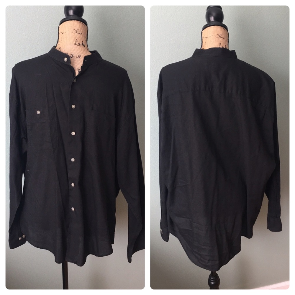 Yves Saint Laurent 18 / XL black button up shirt!